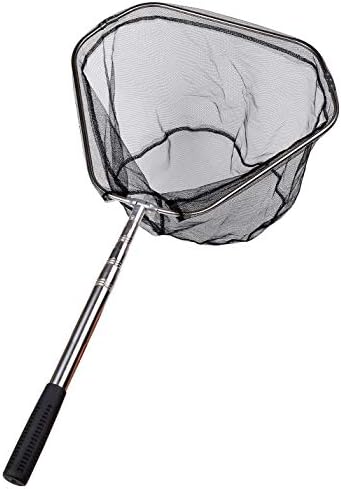 RESTCLOUD Fishing Landing Net with Telescoping Pole Handle, Fishing net Freshwater for Kids Men Women, Extend to 40-63 Inches