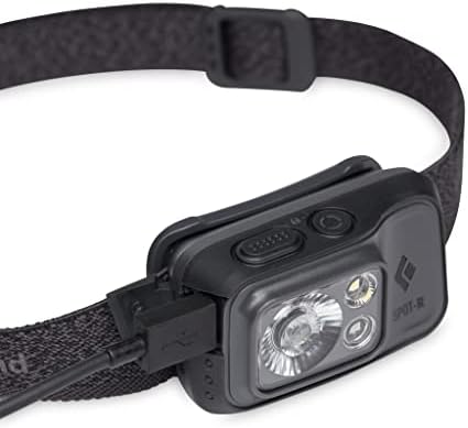 BLACK DIAMOND Spot 400-R Rechargeable LED Headlamp, Waterproof and Dimmable for Camping, Hiking, Running, Hunting, Work with Red Light Headlamp Mode