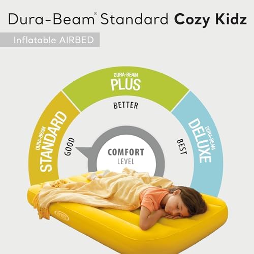 Intex 66803EP Cozy Kidz Inflatable Airbed: Fiber-Tech – Velvety Soft Surface – Carry Bag Included – Color May Vary – 34.5" x 62" x 7"