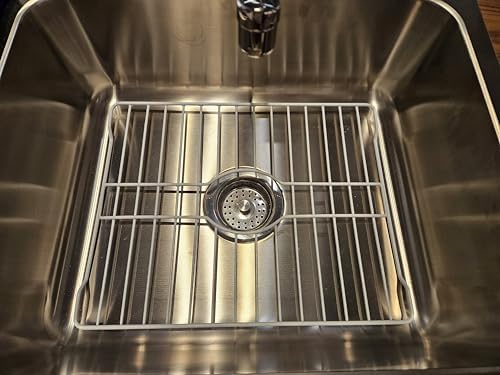SOFINNI Sink Protectors for Kitchen Sink Bottom with White Coating Sink Grate Insert Grid Sink Bowl Drying Rack Steel Large (12.5" x 18")