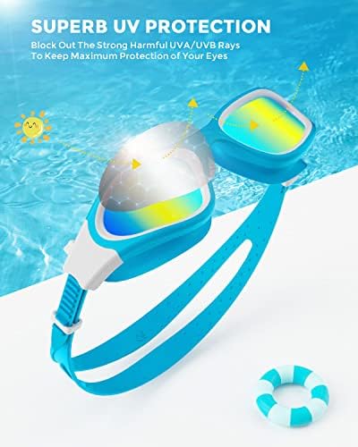 OMID Kids Swim Goggles, P2mini Polarized Swimming Goggles Comfortable for Age 6-14