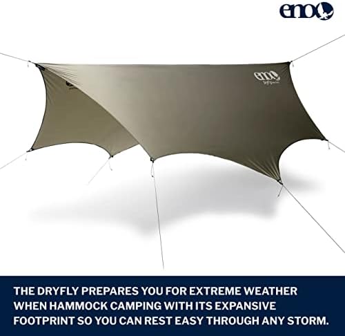 ENO, DryFly Rain Tarp - Heavy-Duty Waterproof Tarp - for Camping, Hiking, Backpacking, Travel, a Festival, or The Beach