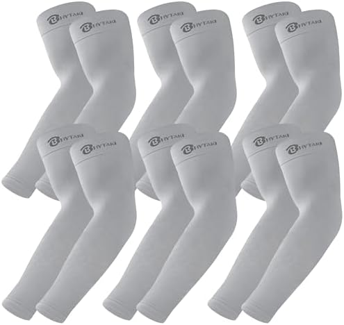 BHYTAKI UV Sun Protection Arm Sleeves, UPF 50 Sports Cooling Arm Compression Sleeves for Men Women Teenager