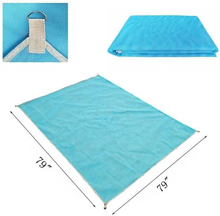 Lopie Sand Proof Blanket Sand Free Lightweight Compact Large Beach Towel Mat Fast Dry Waterproof Easy Clean Ultra Portable Blanket (Blue, 79-79)