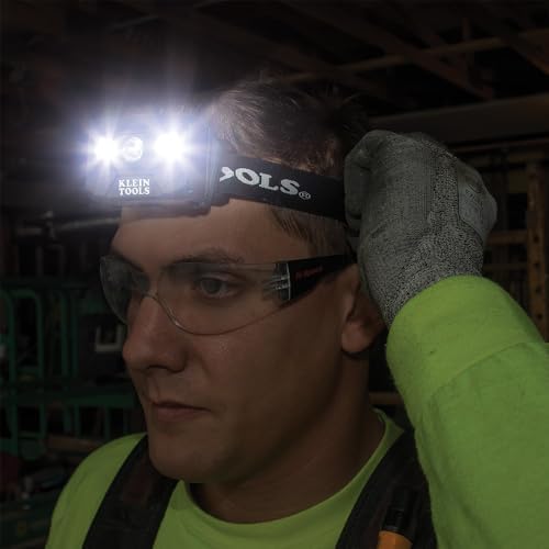 Klein Tools 56048 Rechargeable LED Headlamp, Adjustable Fabric Strap, 400 lms, All-Day Runtime, for Work, Running, Outdoor Hiking