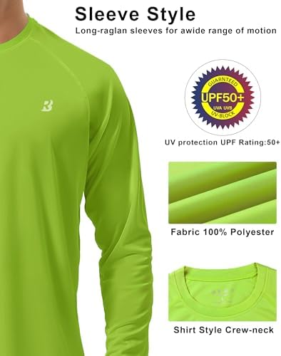 Roadbox Mens UPF 50+ UV Sun Protection Shirts Outdoor Long Sleeve SPF Rash Guard for Fishing Hiking Swimming Running