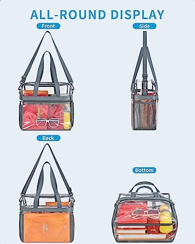 Paxiland Clear Bag for Stadium Events 12x6x12, Clear Tote Bag with Reinforced Strap, Transparent Bag for Sports Concert