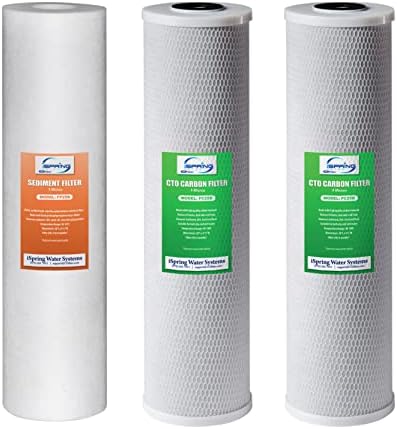 iSpring F3WGB32B 4.5” x 20” 3-Stage Whole House Water Filter Replacement Pack Set with Sediment and Carbon Block Cartridges Reduces up to 99% Chlorine, White