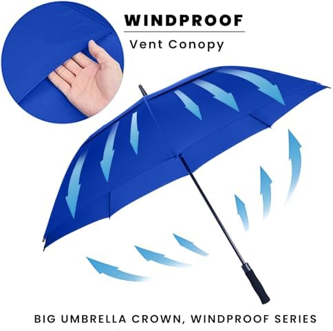 Golf Umbrella Large 62/68/72 Inch, Extra Large Oversize Double Canopy Vented Windproof Waterproof Umbrella, Automatic Open Golf Umbrella for Men and Women and Family.