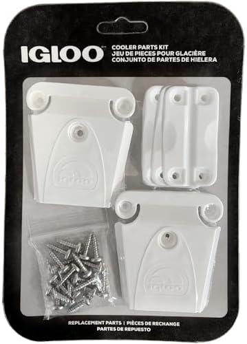 Igloo Cooler Plastic Parts Kit - Made in The USA - 2 Latches, 3 Hinges, Latch Post & Screws