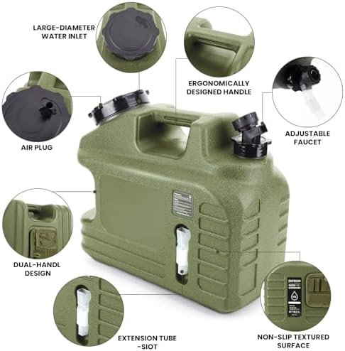 3.5 Gallon Camping Water Container with Spigot/Tool Bag, Camping Water Container BPA Free Water Storage with Spigot No Leakage Portable Emergency Water Tank,Multifunction Water Storage