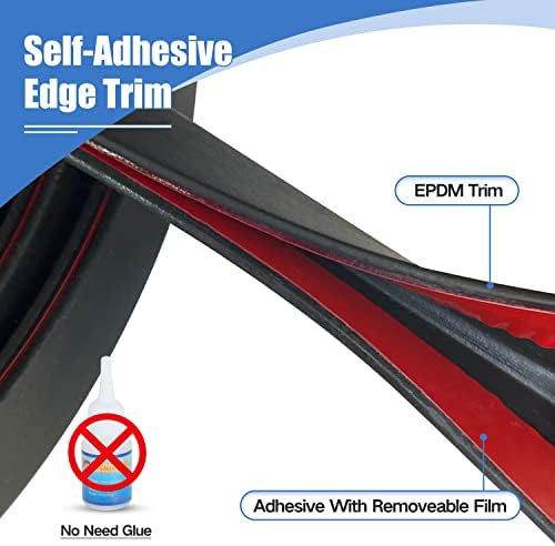 Rubber Edge Trim, Self-Adhesive Rubber Edge Protector for 1/8" Mirror and Flexiglass, EPDM Material, Fit 1/8"(3mm), Length 20 Ft, Black Color, U Channel Edge Trim