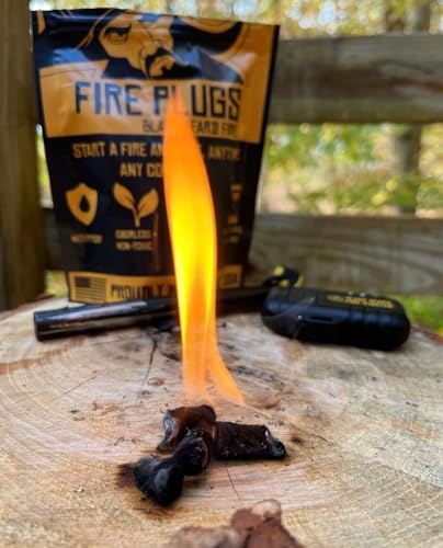 Black Beard Fire Plugs (50 Plugs) | 100% Weatherproof Fire Starter for Campfires | Can Light 50+ Fires | Extra Long Burn Time | 30 Yr Shelf Life for Emergency Survival Kits | Made in USA, Yellow