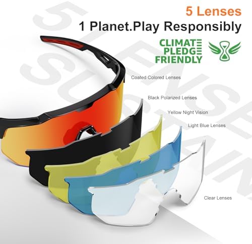 HAAYOT Polarized Sports Sunglasses for Men Women Youth Baseball Cycling Running Softball Biking Glasses 5 Lenses