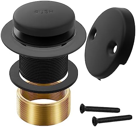 Matte Black Bathtub Drain Tip-Toe Tub Trim Set with Two-Hole Overflow Faceplate Bathroom Tub Drains Replacement Conversion Tub Drain Kit Assembly with Universal Fine & Coarse Thread