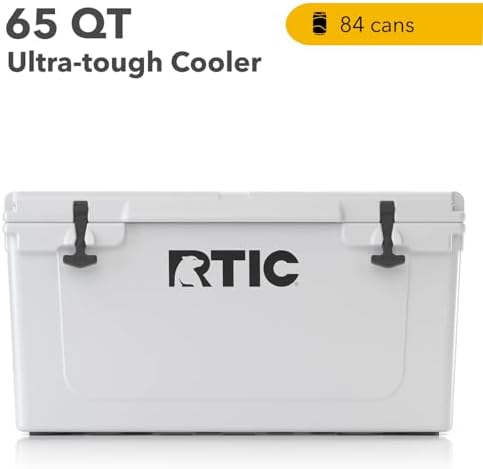 RTIC 65 QT Ultra-Tough Cooler Hard Insulated Portable Ice Chest Box for Beach, Drink, Beverage, Camping, Picnic, Fishing, Boat, Barbecue