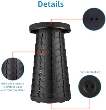 Boreeman 2-Pack Collapsible Stool, Lightweight Yet More Sturdy with Load Capacity 400lbs, Upgraded Portable Stool for Camping Fishing Hiking BBQ