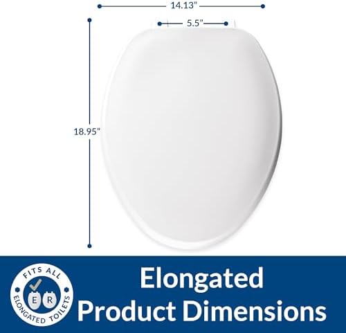 BEMIS 170 000 Toilet Seat, ELONGATED, Plastic, White