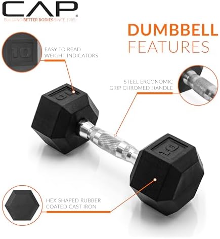 CAP Barbell Coated Dumbbell Weight | Multiple Options Pairs & Sets
