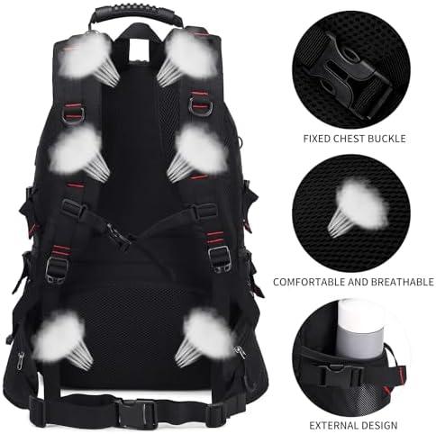 Nerlion 40L Hiking Backpack Travel Backpack for Men Women Camping Waterproof Outdoor Hiking Daypack Lightweight Backpack (Black)