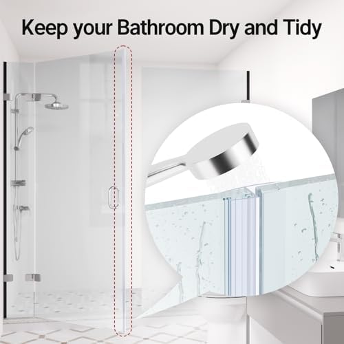 AmazerBath 5 PCS Shower Door Side Seal Strip -15.75 Inches x 5, 5 Sections Segmented Shower Installation Kit, Frameless Glass Door Seal Strip - Suitable for 1/2 Inch Glass