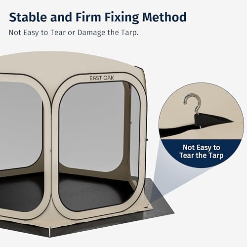 EAST OAK Waterproof Tarps for Outdoors as Tent Floor Mat for EAST OAK Screen House & Pop-Up Tent 12 x 12 FT, 11 Mils Thick, Multipurpose Protective Tarps, Tarp Waterproof, Sun Protection, 147" x 170"