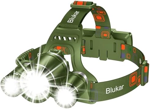 Headlamp Flashlight, Super Bright LED Rechargeable Headlight - 3 Lights 5 Modes, Zoomable, Spotlight&Floodlight Combination, IPX6 Waterproof, 20+Hrs Runtime for Running, Camping etc-Green