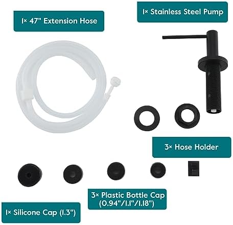 Gappo Upgraded Matte Black Soap Dispenser for Kitchen Sink, Stainless Steel Countertop Pump, Built in Sink Soap Dispenser with 47" Extension Tube kit