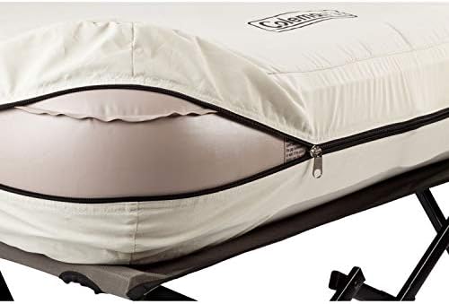 Coleman Queen-Size Airbed Cot Combination, Folding Air Mattress with Steel Frame & Side Table, Battery Pump Included