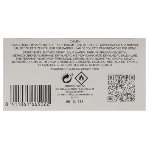 CH by Carolina Herrera for Men - 3.4 oz EDT Spray ,(Packaging may vary)