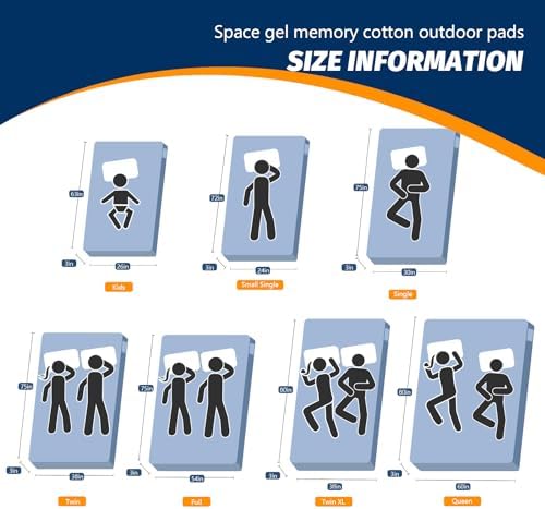 CYMULA Memory Foam Camping Mattress Pad, CertiPUR-US Sleeping Mat, Portable Roll Up Mattress for Adults, Camping Bed Pads for Sleepover, Car Bed with Travel Bag