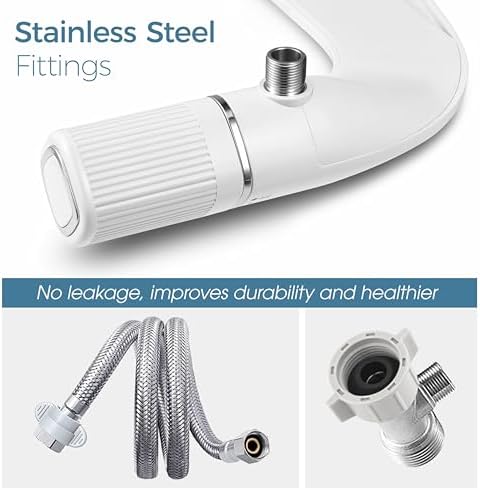 BIGCOW Ultra-Slim Bidet Attachment for Toilet - Dual Nozzle (Frontal & Rear Wash) with Adjustable Cold Water Pressure and Stainless Steel Inlet - Hygienic Solution for Fresh Cleanliness