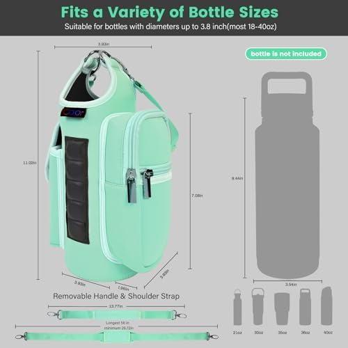 icolor Magnetic Gym Bag Water Bottle Carrier Holder with Phone Pockets & Shoulder Strap,5 Built-in Magnets Gym Bottle Pouch Sleeve,Magnetic Bag Gym Accessories Organizer for Men Women