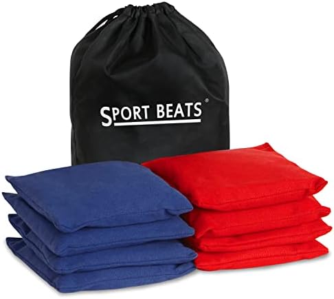 SPORT BEATS Cornhole Bags Set of 8 Regulation Weight & Size Corn Hole Bags Bean Bags for Cornhole Game Includes Carry Case