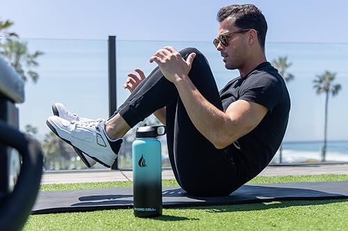 HYDRO CELL Stainless Steel Insulated Water Bottle with Straw - For Cold & Hot Drinks - Metal Vacuum Flask with Screw Cap and Modern Leakproof Sport Thermos for Adults (Teal/Black 40oz)