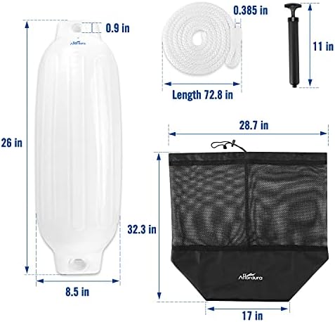 Affordura Boat Fender 4 Pack Boat Bumpers Fenders with 4 Ropes, Boat Bumpers for Pontoon Boat Fenders Inflatable