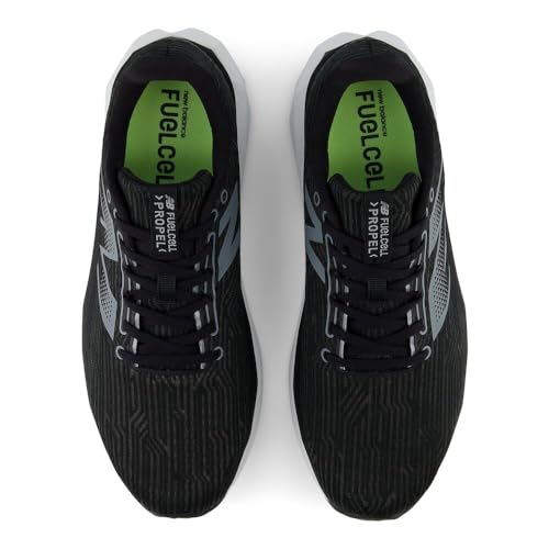New Balance Men's FuelCell Propel V5 Running Shoe, Black/White/Steel, 11.5 Wide