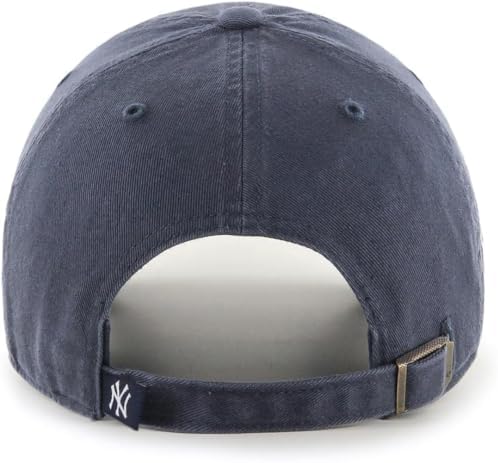 47 Brand MLB Vintage Navy Primary Logo Clean Up Adjustable Baseball Cap Hat, Adult One Size Fits All