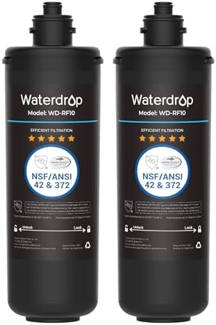 Waterdrop RF10 Replacement Filter Cartridge for 10UA/10UB Under Sink Water Filter, Reduces PFAS, PFOA/PFOS, Lead, Chlorine, Bad Taste & Odor, NSF/ANSI 42 Certified, 11K Gallons High Capacity, 2 PACK