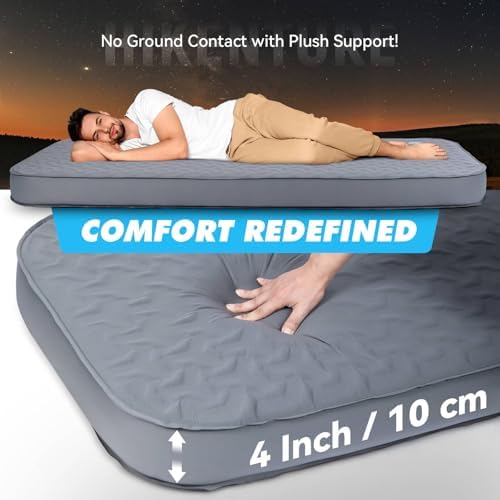 Hikenture 4" Thick Self Inflating Sleeping Pad with Electric Pump, Foam & Air Camping Mattress, 9.5 R-Value Insulated Sleeping Mat, Portable All Season Camping Pad for Tent, Car, Cot