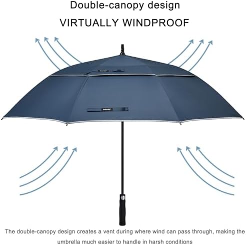 G4Free 47/54/62/68 Inch Automatic Open Golf Umbrella Oversize Extra Large Double Canopy Vented Windproof Waterproof Stick Umbrellas