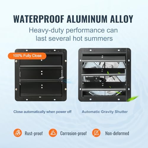 VEVOR 12-Inch Exhaust Fan with Temperature Humidity Controller, 940 CFM, 10-Speed Adjustable, ETL Listed, Black