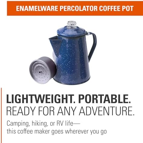 GSI Outdoors Percolator Coffee Pot | Enamelware Campfire Coffee Boiler Kettle for Outdoor Camping Cookware, Cabin, RV, Kitchen, Hunting & Backpacking