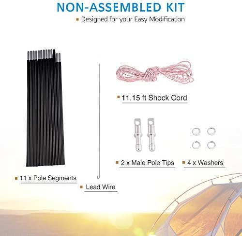 Aluminum Tent Poles Replacement, Fits Both Female and Male Ends, Lightweight Tent Pole Repair Kit, 7001 Aluminum Alloy T6 Heated