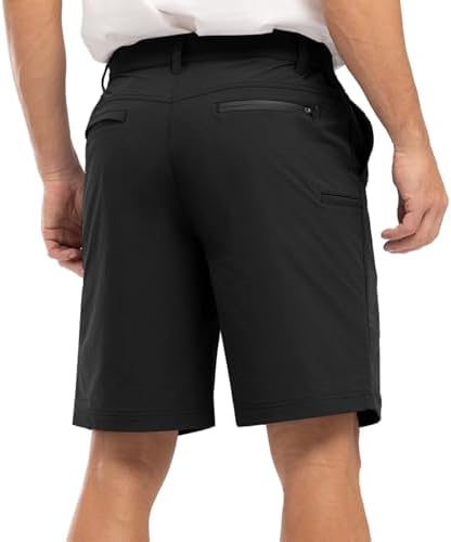Rdruko Men's Golf Stretch Shorts 9 Inch Inseam Casual Dress Elastic Waist Flat Front Dry Fit Shorts with 5 Pockets