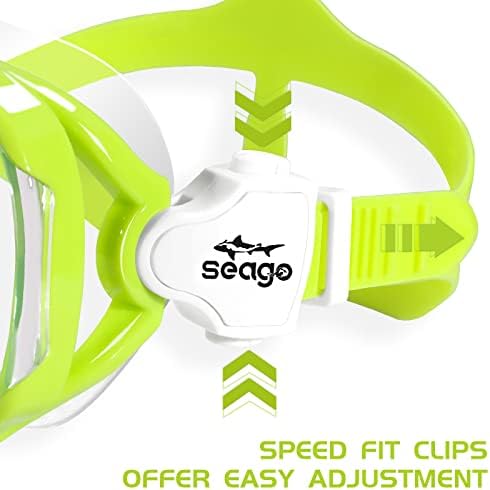 Seago Kids Swim Goggles Snorkel Diving Mask for Youth(5-15), Anti-Fog 180° Clear View