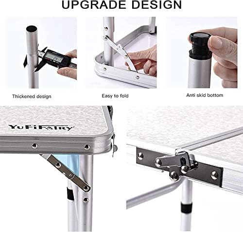 Folding Camping Table, 36''L x24''W Camp Aluminum Table with Adjustable Height Legs, Indoor Outdoor Lightweight Portable Folding Dining Table for Camp Picnic Beach BBQ Cooking 3Ft(2 Heights 15"/28")