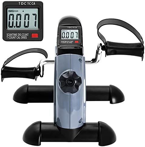 Mini Exercise Bike, himaly Under Desk Bike Pedal Exerciser Portable Foot Cycle Arm & Leg Peddler Machine with LCD Screen Displays