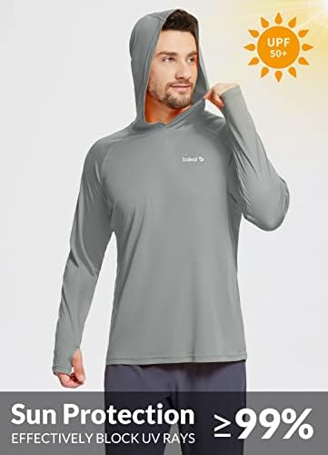 baleaf Men's Sun Protection Hoodie Shirt UPF 50+ Long Sleeve UV SPF T-Shirts Rash Guard Fishing Swimming Lightweight