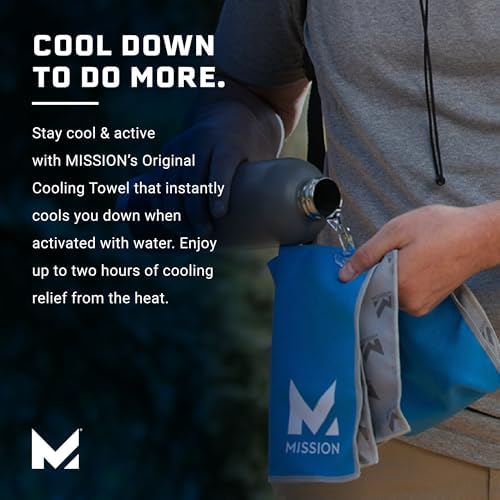 MISSION Original Cooling Towel - Soft, Durable Microfiber - Cools Up to 2 Hours - UPF 50 Sun Protection - Machine Washable